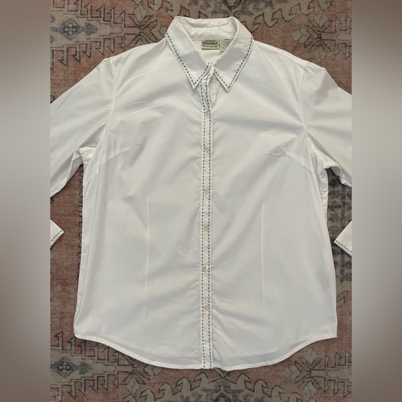 St. John’s Bag White Neutral 90s Preppy Coastal Grandma Button Down Shirt Large - Picture 2 of 5
